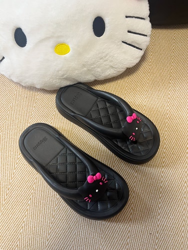 夏季海边沙滩度假Kitty人字拖百搭简约舒适厚底防滑拖鞋女凉拖