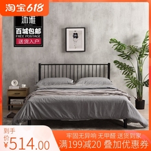 简约工业风铁艺床架双人北欧复式 二楼小户型阁楼铁床省空间高架床