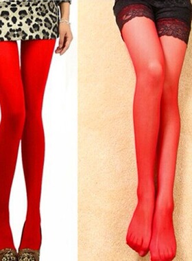 大红色新娘连裤丝袜子 本命年红色连裤袜打底 裤袜
