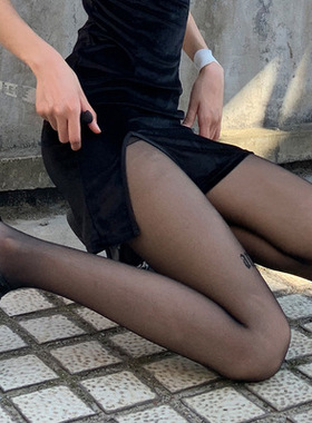 严选夜间教习室黑色丝袜春秋款女纯欲波点jk薄款黑丝爱心拼接