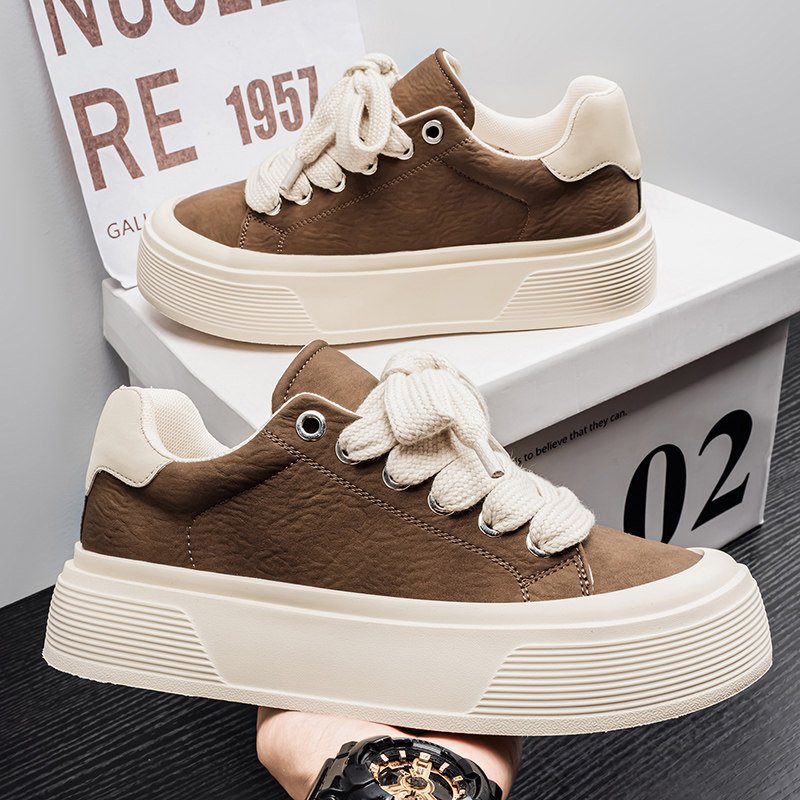 潮牌男鞋2025新款厚底舒适时尚百搭厚底休闲鞋子潮流软底工作板鞋