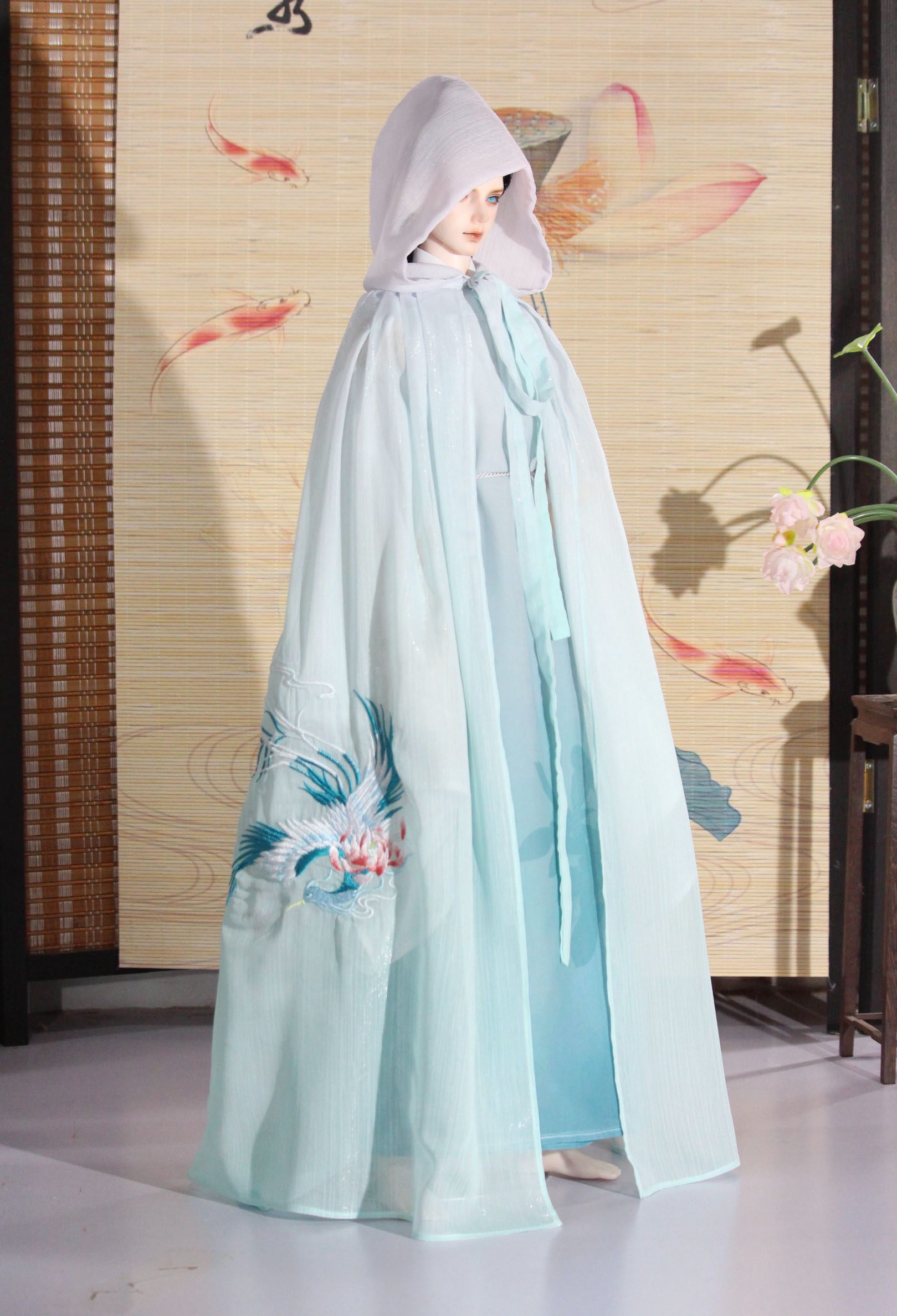 bjd娃衣龙魂73叔蓝色绣花斗篷