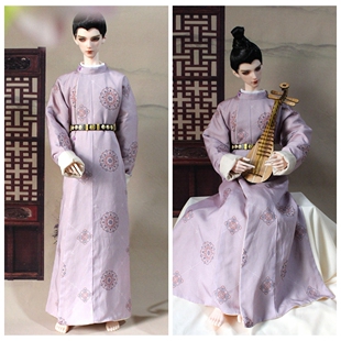 bjd三分73叔68普叔古装汉服衣服3分60cm古风紫色双层唐圆领袍娃衣