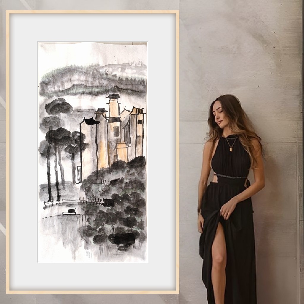 乡村田野农村图宋代国画风景画国风挂画酒店客厅装饰墙画节日礼品