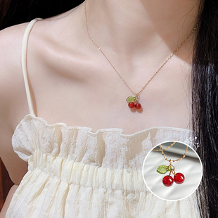 2025年新款樱桃项链网红同款气质温柔项链女网红颜颜子同款