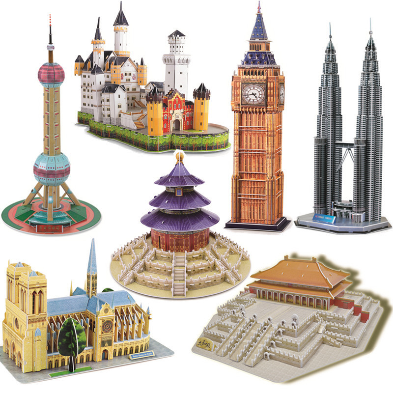 摩天高楼大厦泡沫板纸质拼图建筑地标模型3d立体玩具儿童拼装新品