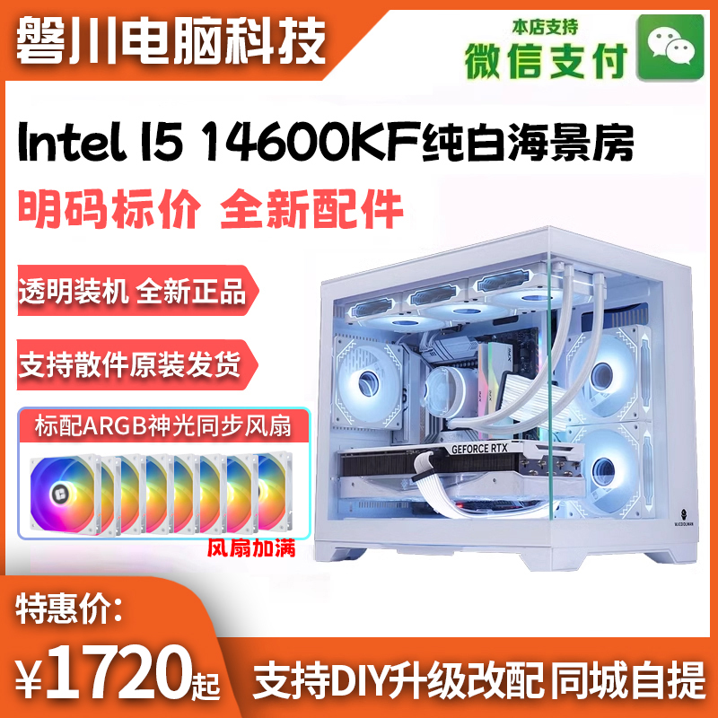 I5 13400F/12600KF/14600KF无显卡过度台式DIY电脑整机海景房主机