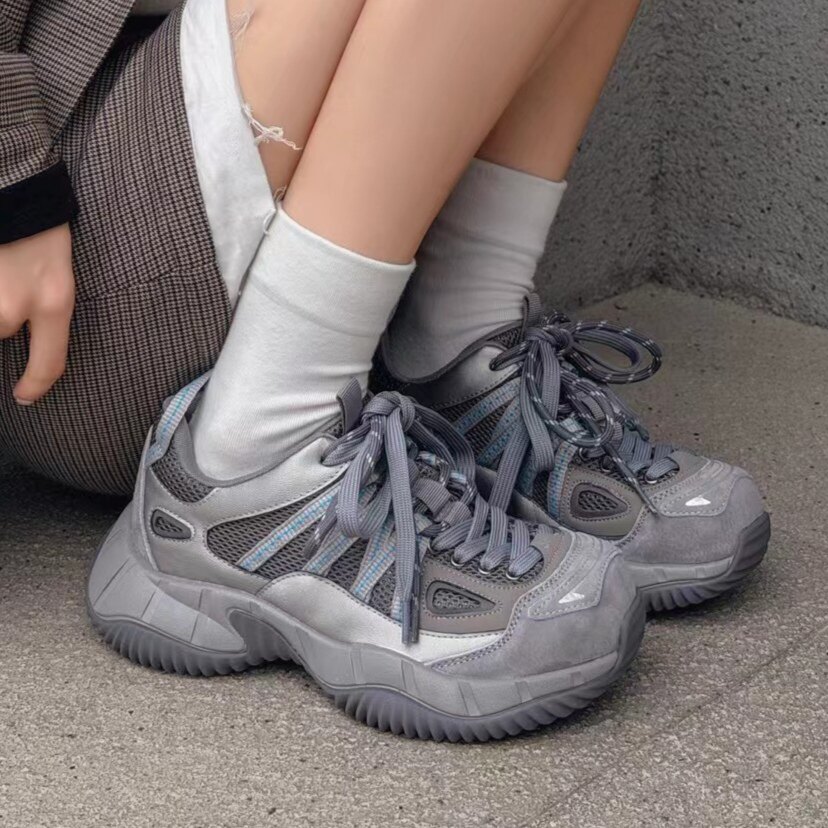 真皮老爹鞋女2026新款秋女款百搭休闲运动休闲鞋韩版时尚透气网面