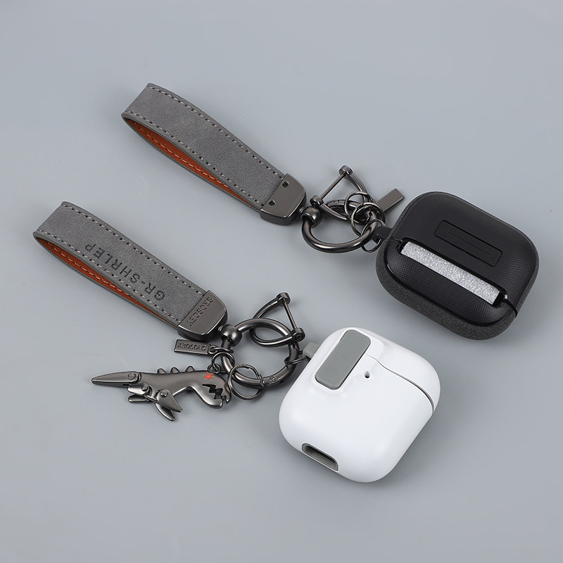 自动弹盖锁扣耳机壳保护套苹果通用耳机磨砂软壳钥匙扣方便携带
