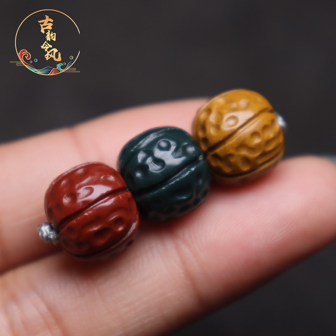 天然阿拉善玛瑙红绿灯金刚顶腰珠隔珠菩提手串108长串diy文玩配饰