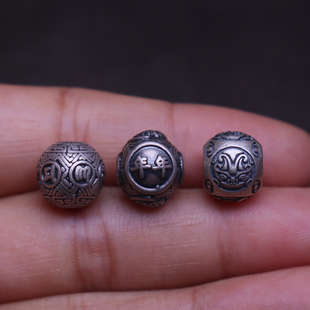 原创足银四象神兽年年有鱼六字真言顶腰珠隔珠菩提手串文玩配饰