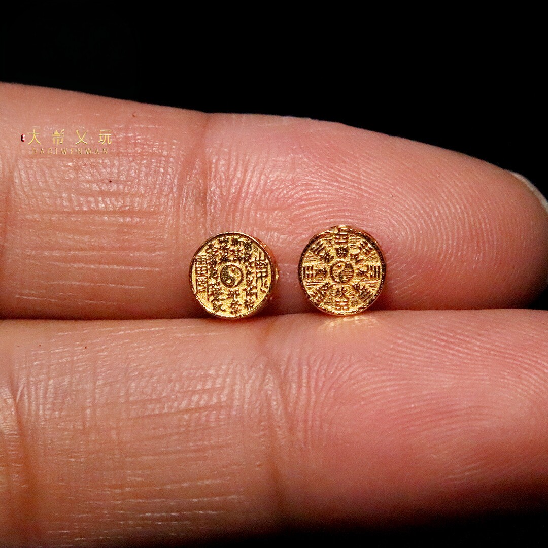 纯银925银镀金山鬼花钱太极背云隔珠手工串珠编绳diy文玩配饰配件