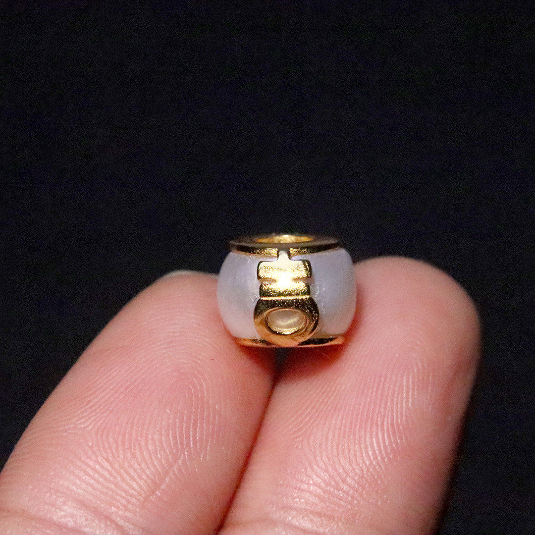 天然珍珠镶嵌纯银s925银镀金吉字隔圈隔珠桶珠手链手串文玩配饰