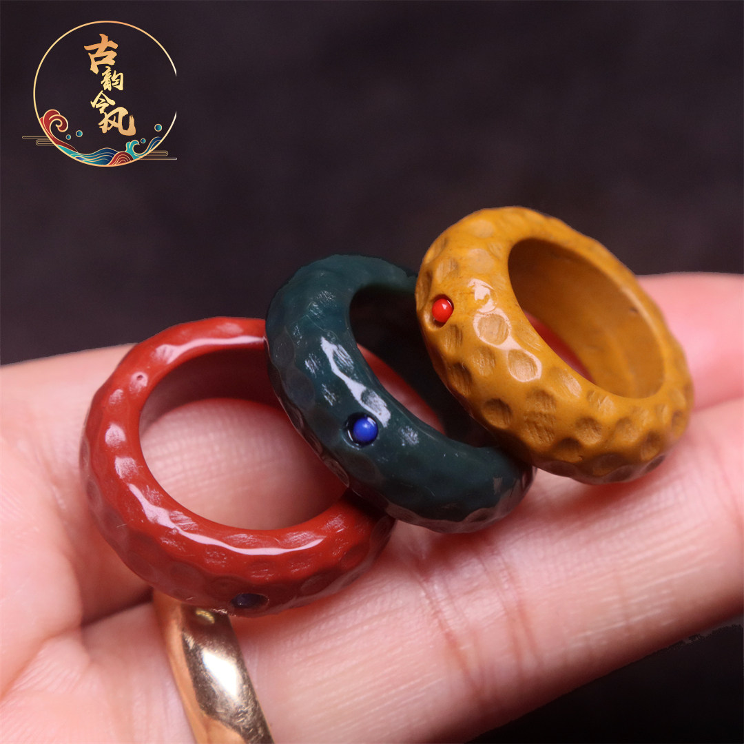 天然原矿阿拉善玛瑙陨石款跑环戒圈菩提手串108长串diy文玩配饰