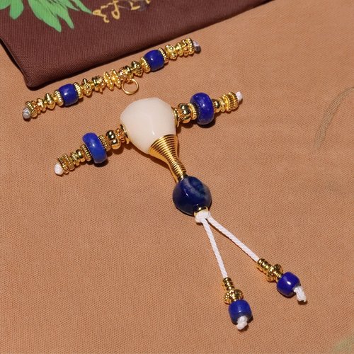 老矿青金石雪巴三通桶珠套装