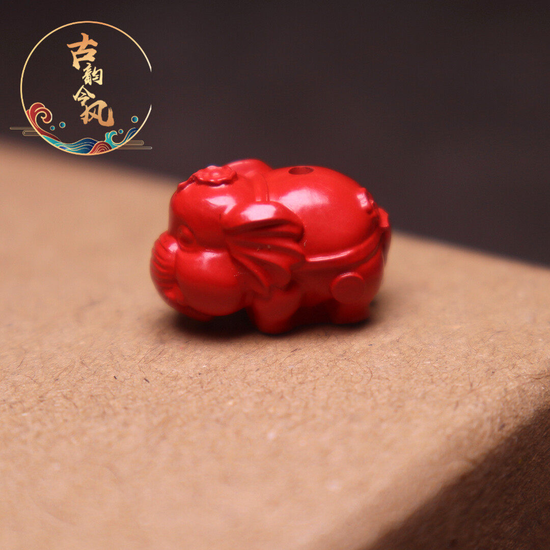 文玩配饰象神朱砂diy饰品