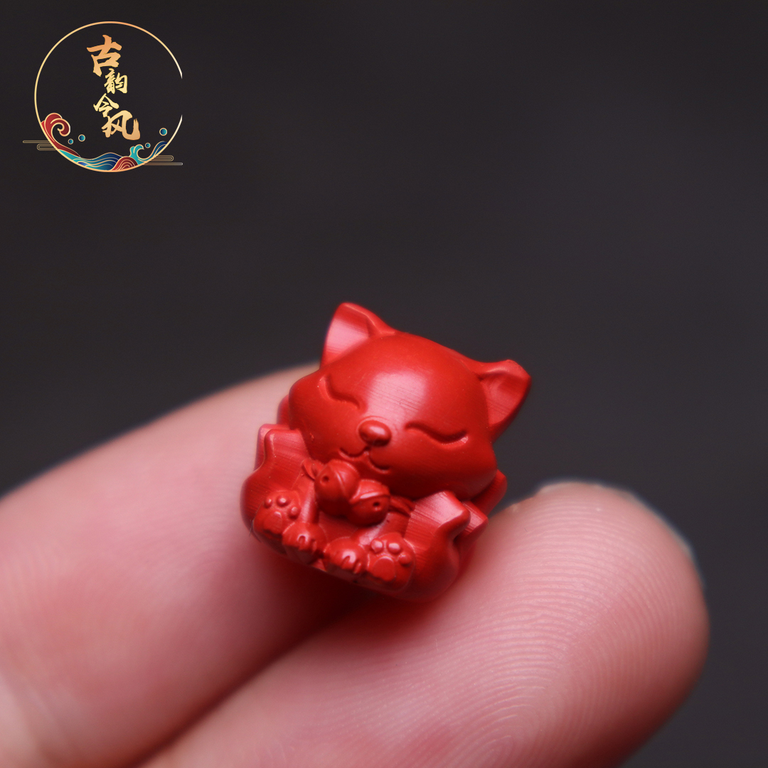 保真朱砂九尾狐背云腰珠隔珠配饰