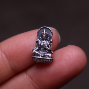 s925纯银小吊坠绿渡母挂件侧挂菩提手串手链diy项链配件