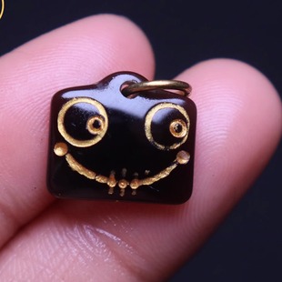 天珠玛瑙阿呆表情笑脸卡子侧挂隔珠藏式料器金刚星月菩提长串配饰