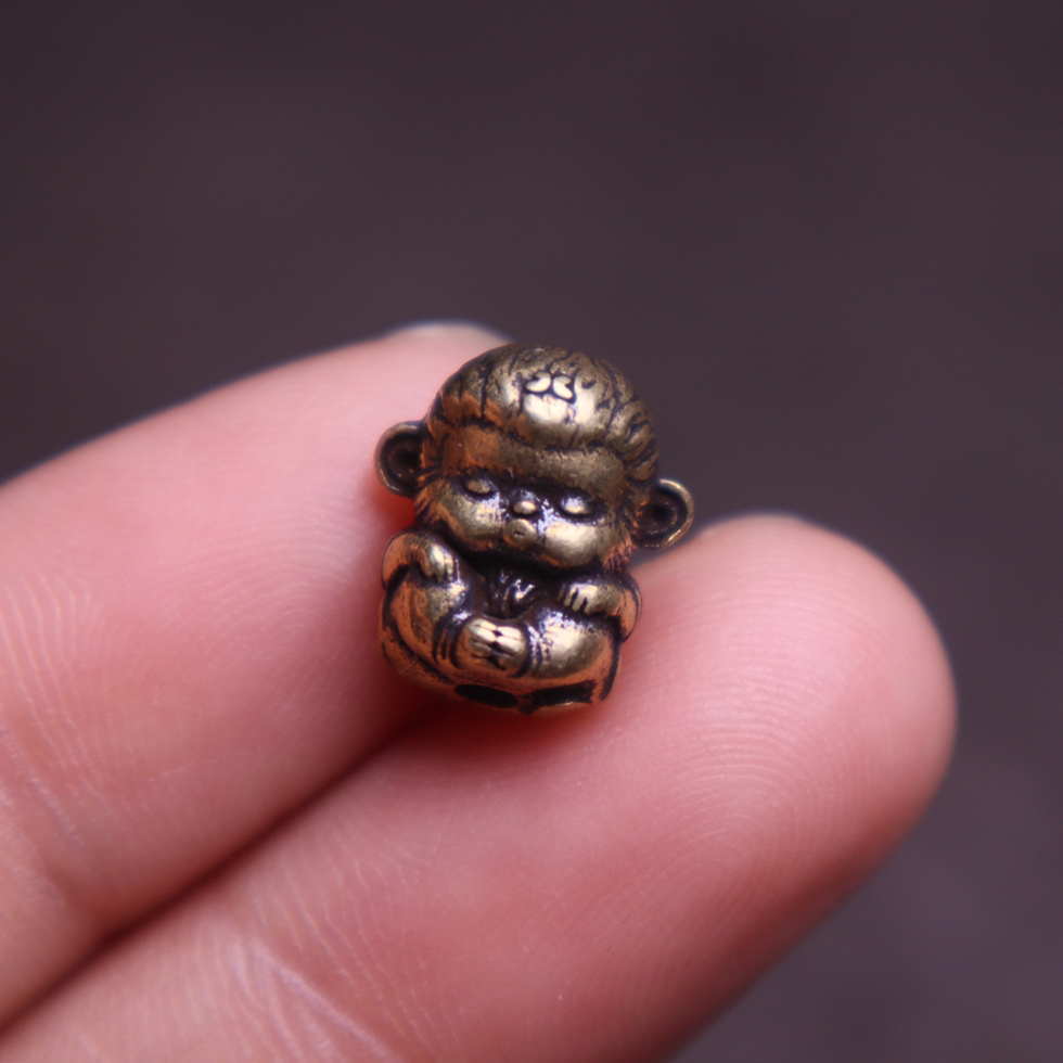 原创复古藏银悟空孙小圣背云隔珠散珠藏式文玩菩提手串diy配饰