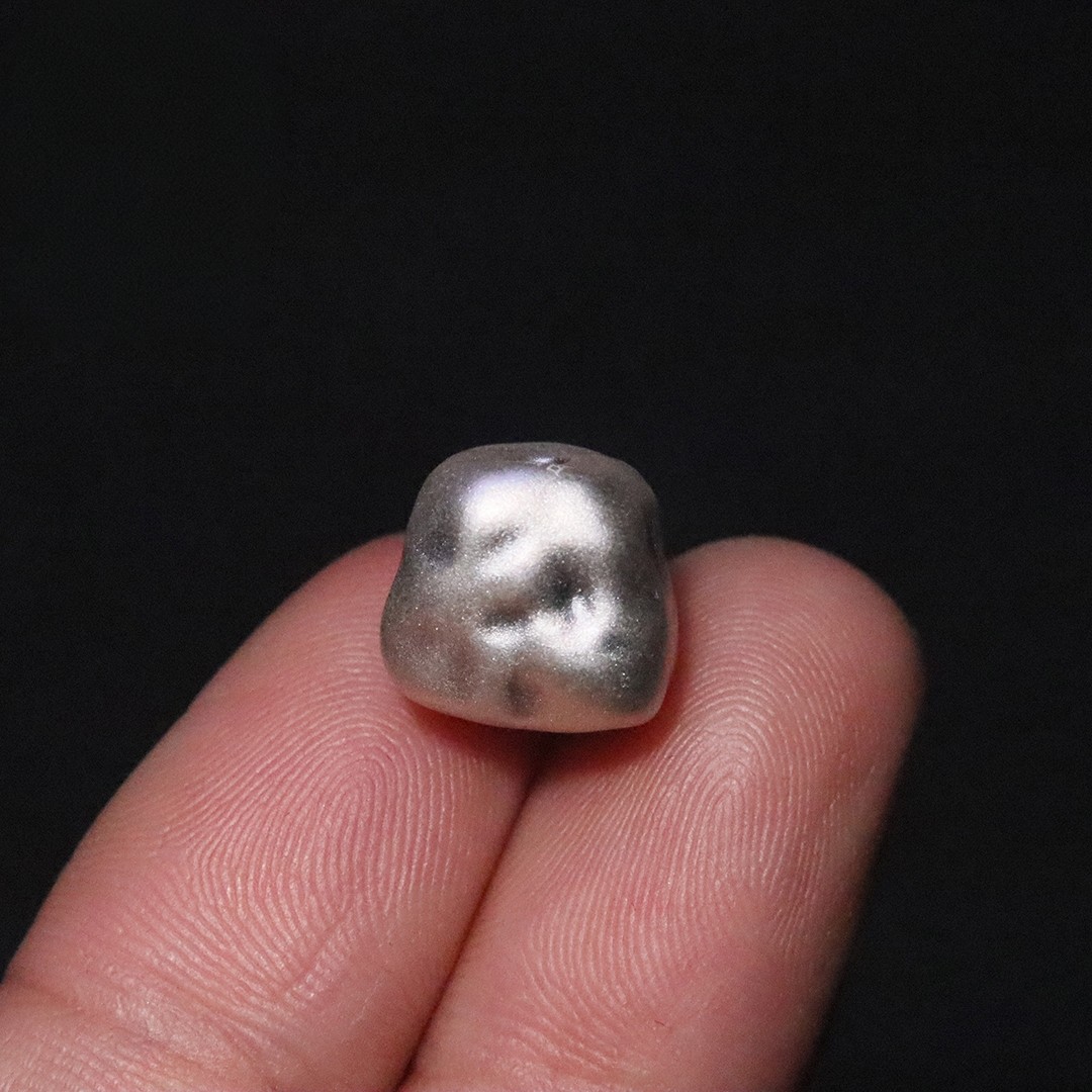 S999足银纯银不规则石头型光面散珠隔珠桶珠diy编绳手链串珠配件