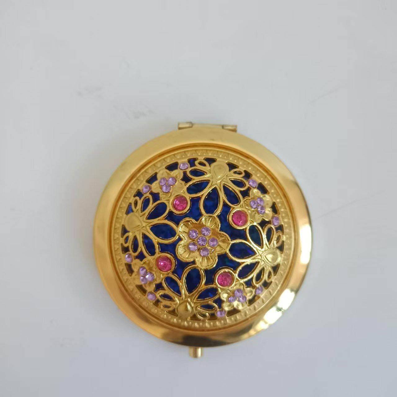 金属镜折叠化妆镜便携复古怀旧简约民族风文化创意化妆镜B包邮