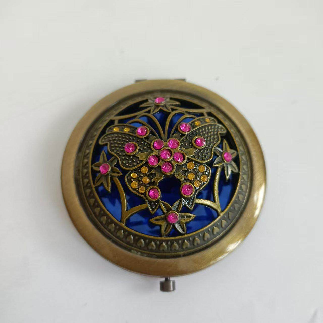 折叠化妆镜便携复古怀旧简约民族风文化创意化妆镜1号包邮