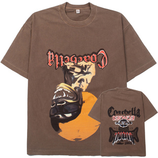 Travis T恤男 Scott欧美高街VTG四眼老头印花街头嘻哈复古做旧短袖