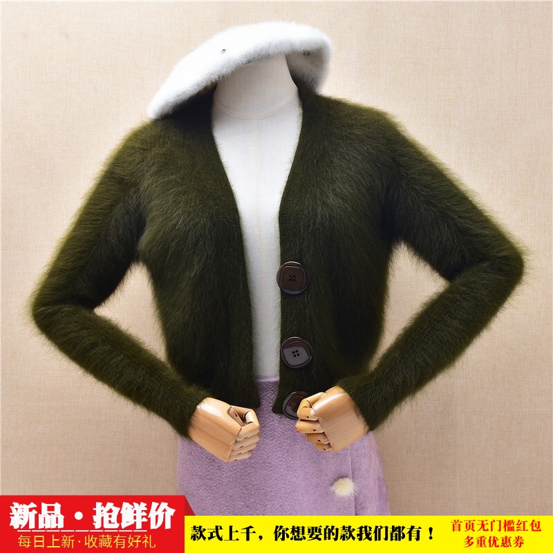 超短款秋冬时尚军绿色小披风ins长毛貂绒修身显瘦小码外套女270