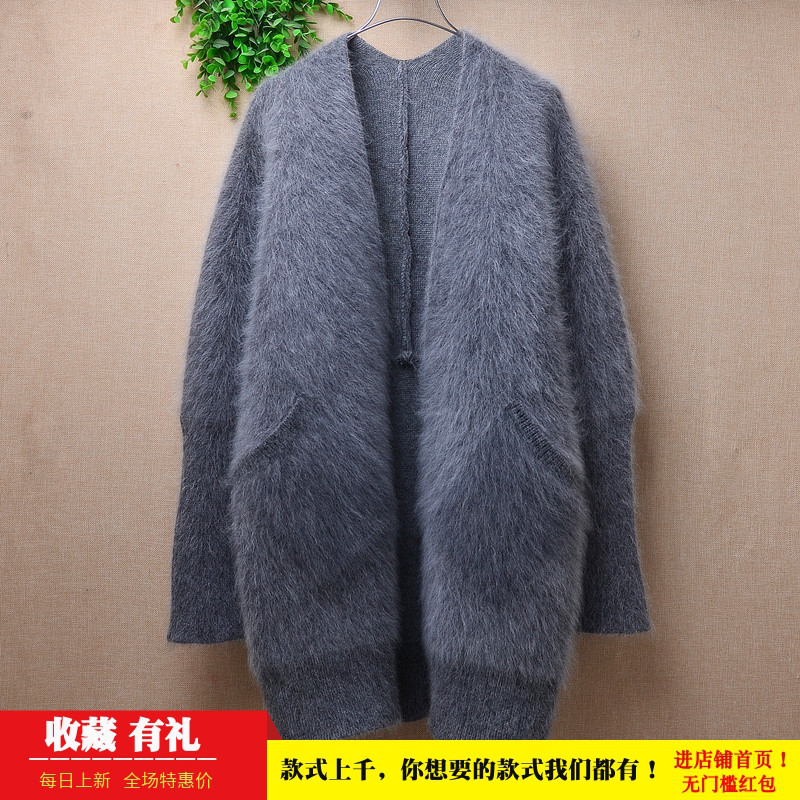 中长款加厚秋冬新品ins长毛貂绒深灰色披风韩版宽松蝙蝠袖外套316