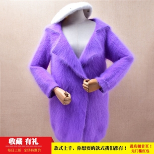 超厚实冬季时尚中长款西装领ins长毛貂绒韩版宽松慵懒风外套女562