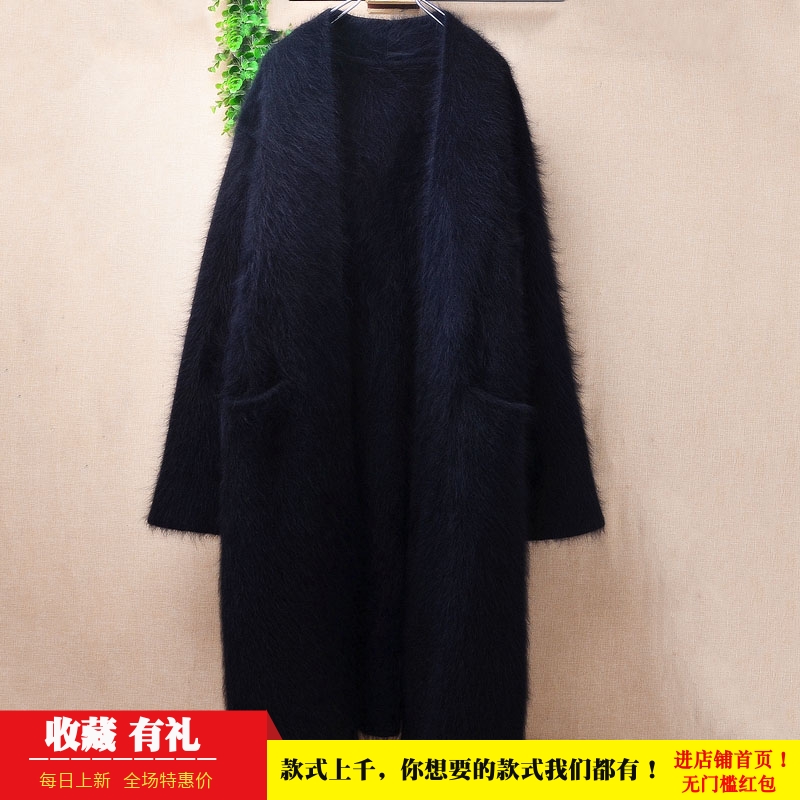 冬季加厚时尚中长款黑色披风兜兜袋ins长毛貂绒韩版宽松外套女200