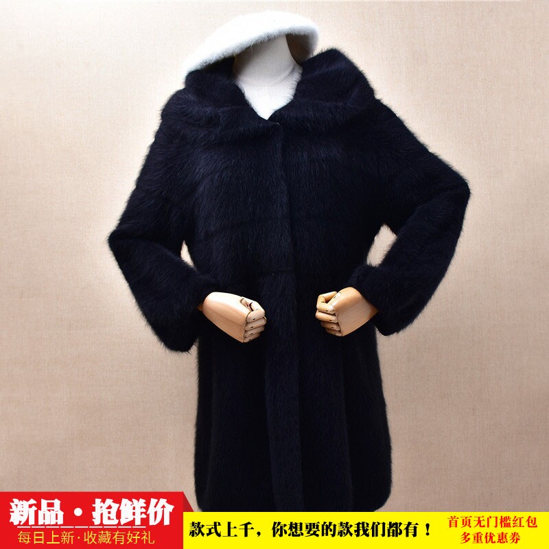 冬季加厚中长款黑色娃娃领ins长毛貂绒韩版宽松泡泡袖外套毛衣248