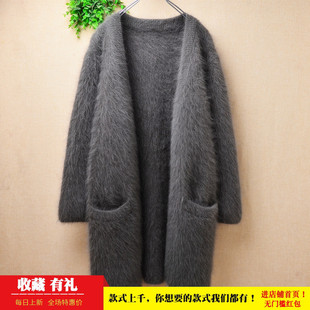外套毛衣249 宽松显瘦蝙蝠袖 中长款 ins长毛貂绒褐色披风兜兜袋韩版
