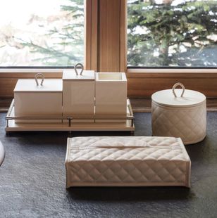 意大利原装 Nappa系列手工皮质高级感奢华纸巾盒家用抽纸盒 进口