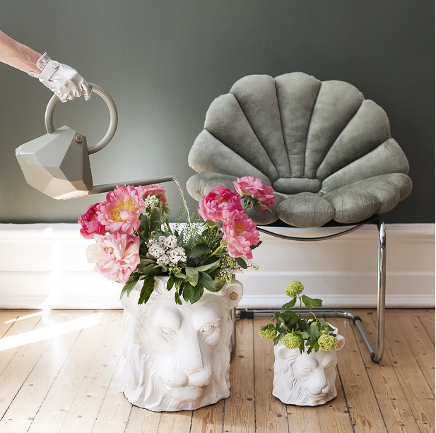 英国进口 lio带金色耳钉的狮子赤陶装饰艺术摆件创意花盆轻奢现代