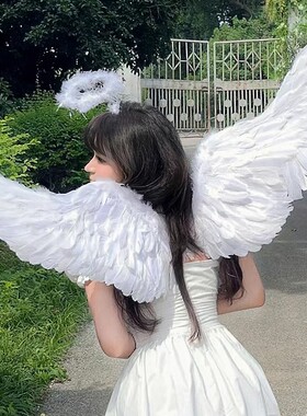 天使翅膀送戒指求婚礼服成人弟弟白色道具舞台小花童儿童背饰精灵