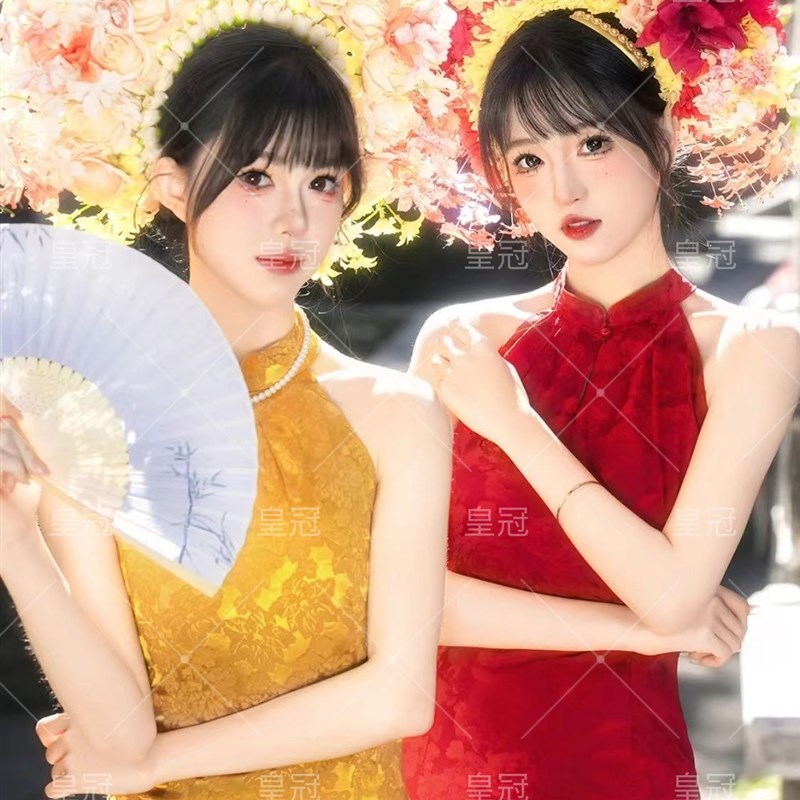 泉州浔埔女簪花旅拍闺蜜写真服装复古旗袍民族风外景拍照摄影服
