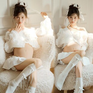 孕妇拍照服装影楼新款法式复古油画风高级感抹胸长裙礼服艺术摄影