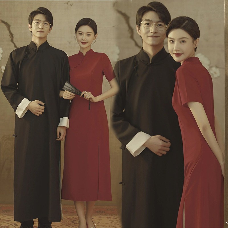 影楼主题摄影民国风复古情侣旗袍艺术照摄影新款时尚礼服写真服装