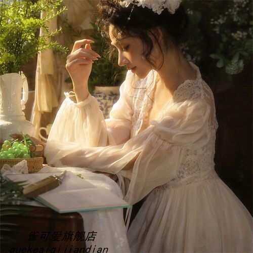 影楼复古法式油画风个人写真服装高级感唯美少女艺术照摄影连衣裙