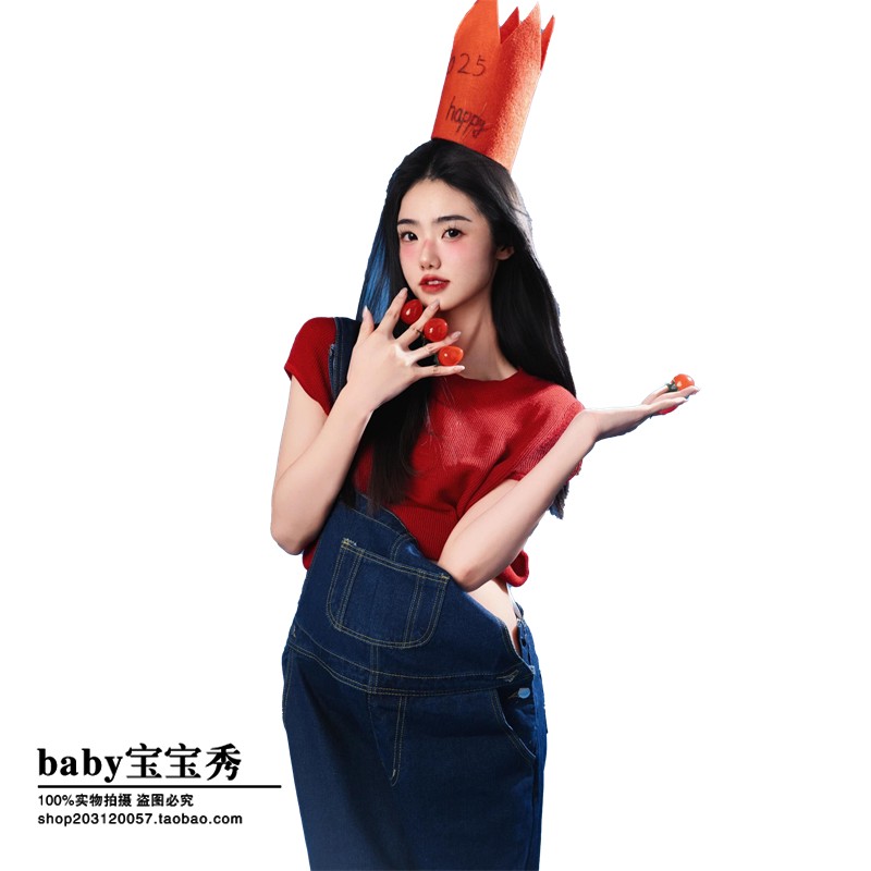 时尚甜酷牛仔孕妈咪大肚艺术影楼新款孕妇照服装个性拍照摄影衣服
