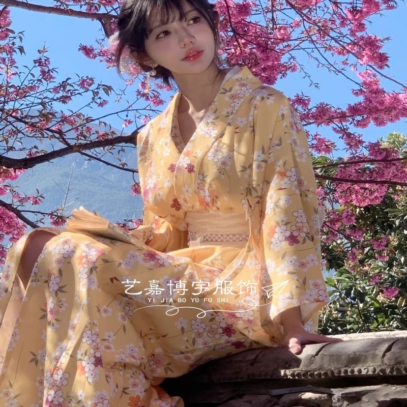 新款日式和服女浴衣日本正装改良日系少女和服艺术照写真摄影套装