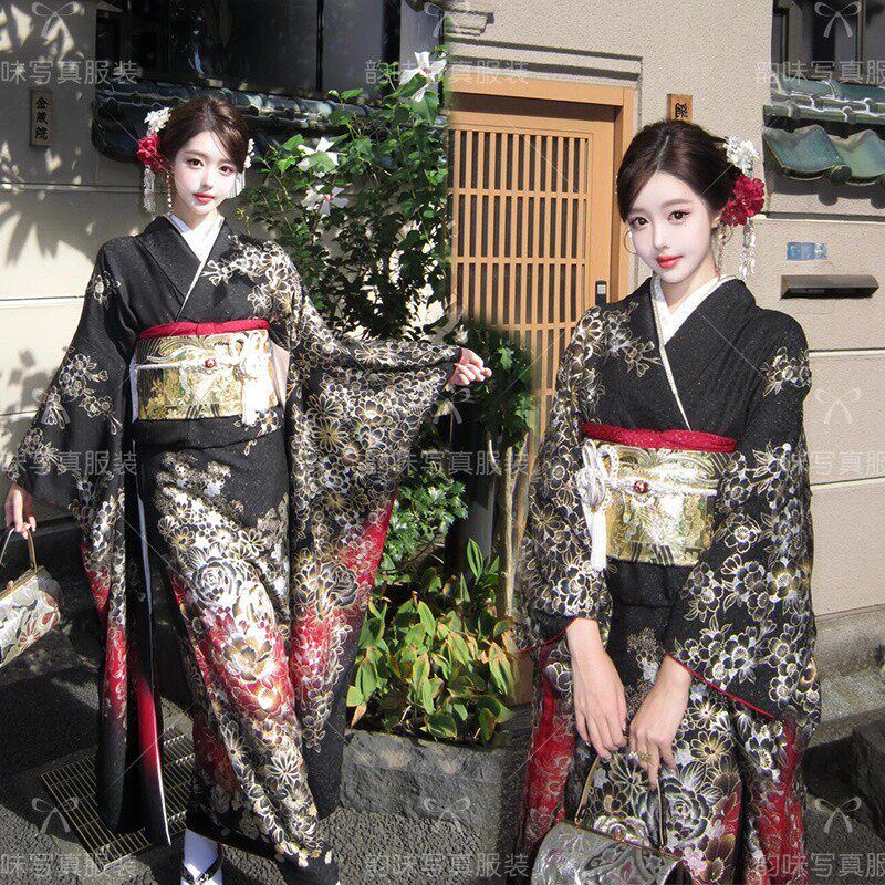 新款影楼和服改良日式正装神明少女拍照黑道千金风写真摄影服装