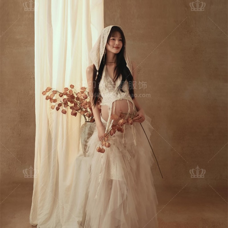 孕妇装影楼写真主题服装高级感复古网纱蛋糕裙艺术照写真摄影服装