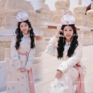 蒙古服装改良小清新少数民族风旅拍蒙古袍舞蹈少女摄影写真服装