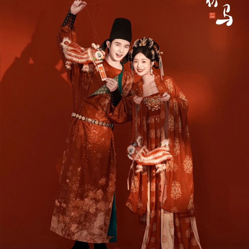 影楼婚纱摄影汉服唐制唐风刺绣古装仙女裙情侣主题服装写真唐装