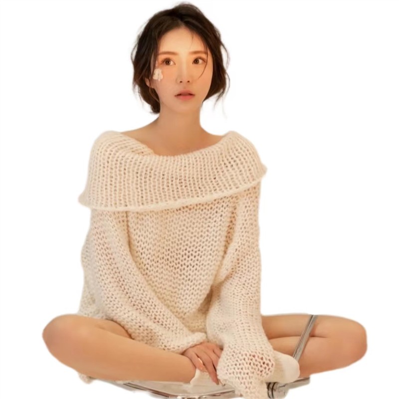 影楼拍照纯欲风翻领毛衣个人肖像照少女私房摄影服写真艺术照服装
