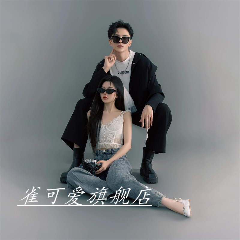 影楼新款韩系高级主题情侣黑色温柔个人肖像艺术照摄影写真服装