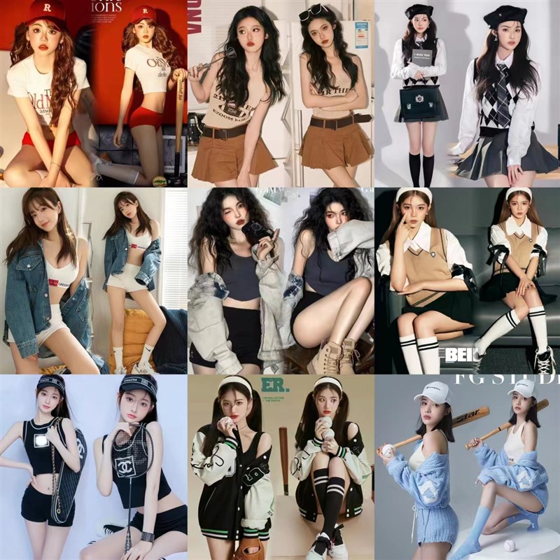 影楼新款少女棒球服运动风个人写真主题时尚文艺学院风摄影服装